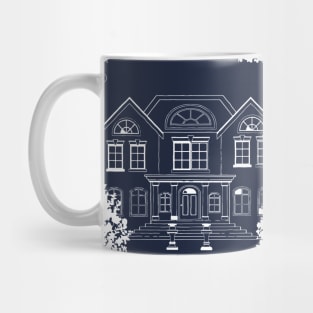 Tree pattern with a house in pastel color line art. Mug